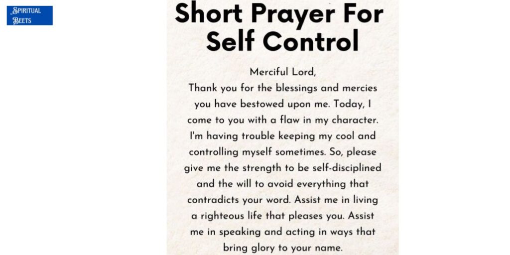 Prayer for self control